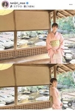 「若女将のよう」谷尻萌アナ、春らしい桜色の着物姿にくぎ付け「さすが京都娘」「奥さんぽい」「お美しい」
