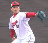 「【広島】栗林良吏“プロ初先発”は２回３安打無失点　ＯＰ戦で捕手再転向の二俣翔一とバッテリー」の画像1