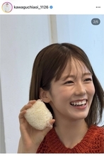 川口葵「現場に握って持っていった」おにぎり片手にニッコリ笑顔！ファンほっこり「ＣＭくる」「癒されます」