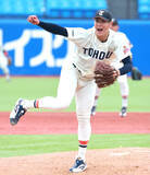 「【大学選手権】連覇目指す東北福祉大が快勝発進…最速１５５キロ右腕・猪俣駿太が７回１失点　全員野球貫けば「連覇もできる」」の画像1