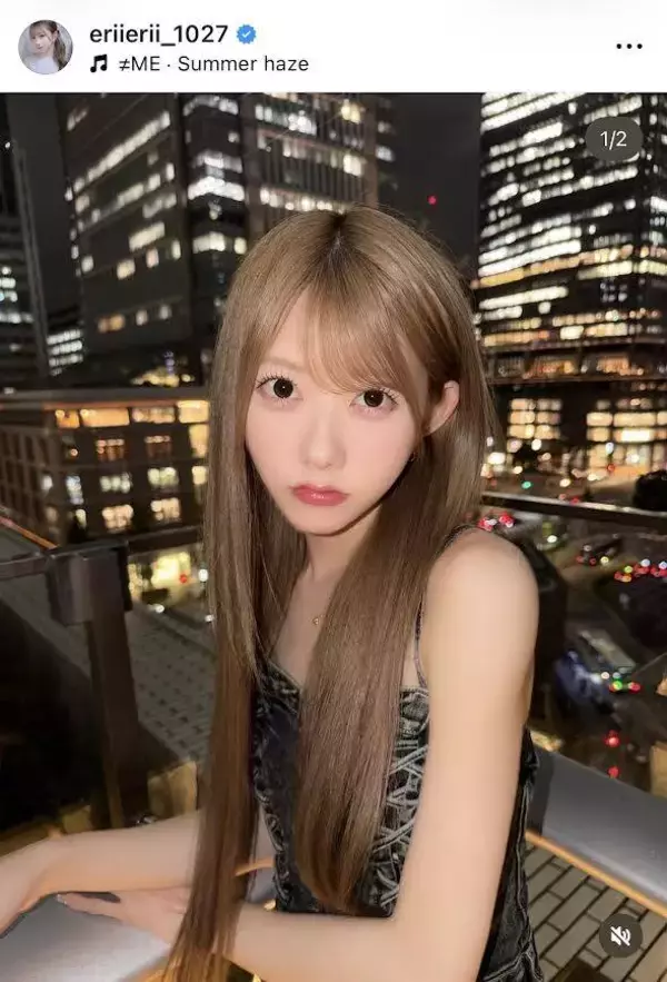 ＡＫＢ４８・千葉恵里、夜景に映えるビスチェ姿が「爆イケ」「美人すぎ」「夜景より綺麗」