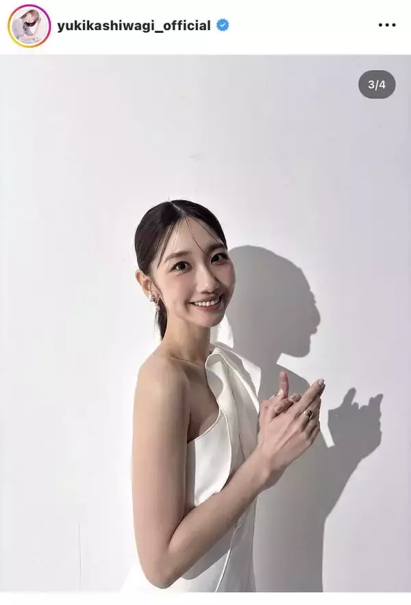 「究極の美！」柏木由紀、真っ白なワンショルダードレス姿がまるで「ギリシャ神話の女神」「世界一輝いてる」と反響の声