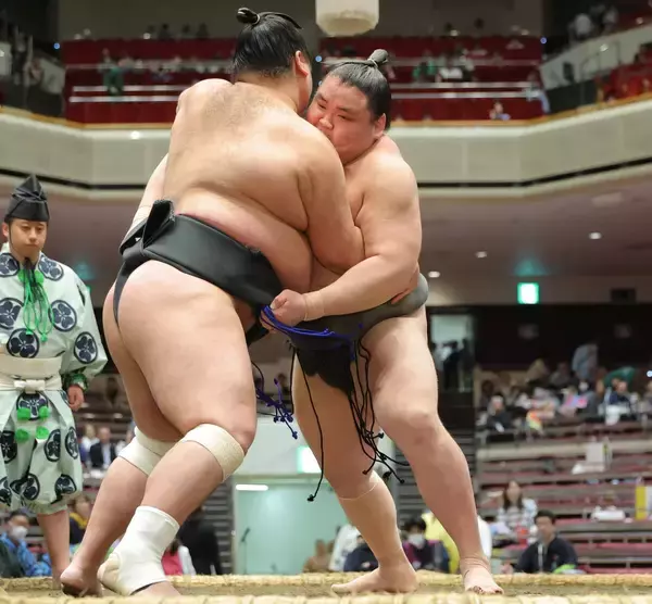 横綱のしこ名を継ぐ旭富士、序ノ口デビューから１７連勝　万全の体勢で寄り切る