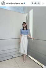 テレ朝・森山みなみアナ「衣替えを進めることができたので花丸を自分にあげます」ピタッとニットで美ライン！