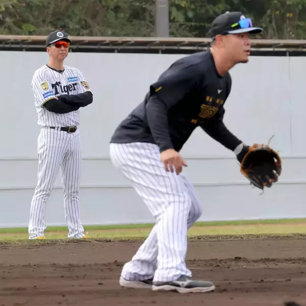 【阪神】昨季ゴールデン・グラブ初受賞の佐藤輝明が早出特守、藤川球児監督らも見守る中で約３０分間