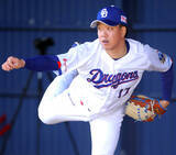 「【中日】柳裕也、ノーワインドアップの新フォームに手応え「違和感なく順調」シート打撃に初登板　」の画像1