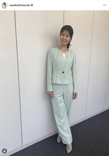 身長１７０センチのテレ朝・桝田沙也香アナ、さわやかグリーンのセットアップ姿を披露！「＃長身コーデ」