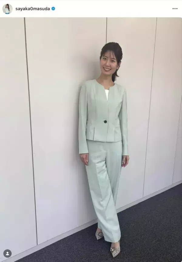 身長１７０センチのテレ朝・桝田沙也香アナ、さわやかグリーンのセットアップ姿を披露！「＃長身コーデ」