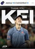 「錦織圭、引退表明…ＡＴＰツアーが感謝とねぎらい「ＴＨＡＮＫ　ＹＯＵ，ＫＥＩ」　ファンも「あなたは誇りです」」の画像1