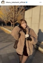 「プードルファー」高橋ひかるのモコモコ冬コーデに「可愛すぎるって」の声