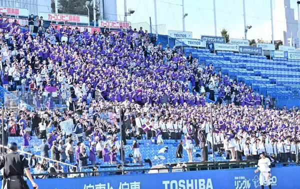 【大学野球】スタンドが「立大カラー」の紫一色に！　大学関係者約１２００名を無料招待…Ｔシャツ配布の応援イベント