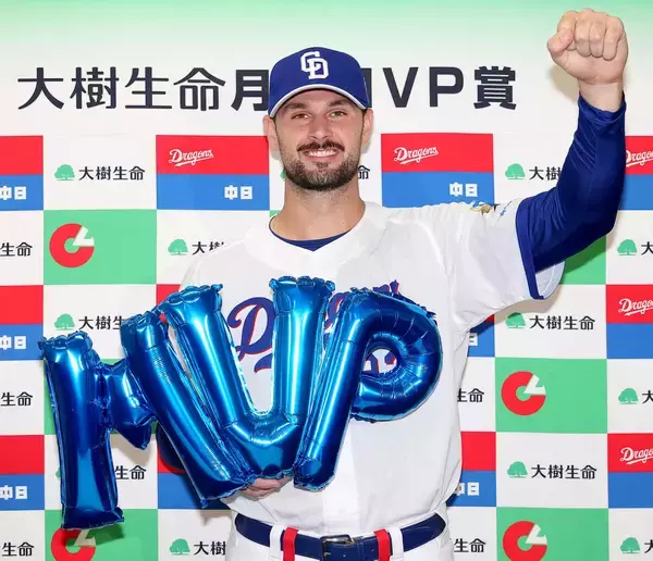 【中日】カイル・マラーが８月度「大樹生命月間ＭＶＰ賞」受賞　８月は５試合で防御率０・８４　ホームランにも意欲「９番でピッチャーだけど簡単にアウトになるとは思ってない」