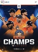 アストロズが史上最低の勝率５割で地区Ｖ　今井達也が３者凡退締め、１年目で歓喜　ＷＣＳで村上宗隆ら擁するホワイトソックスと激突へ