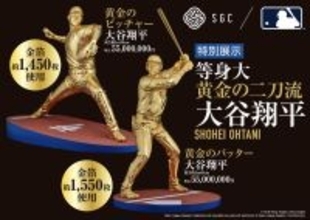 大谷翔平の等身大黄金像　２体合わせて１億１０００万円･･･２０日から二刀流で京都に初登場　２５日まで