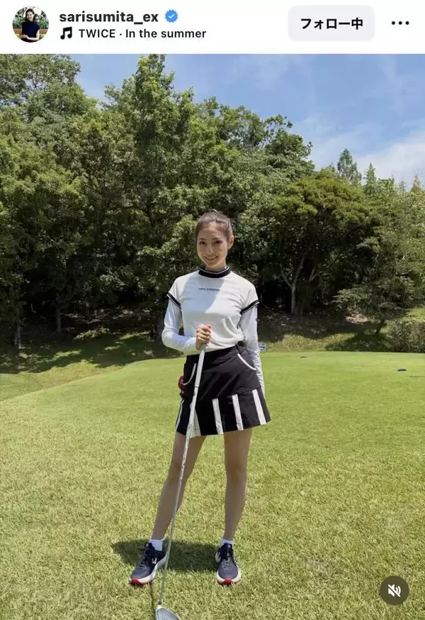 テレ朝・住田紗里アナの美脚全開ゴルフウェア姿にくぎ付け！「ブルマの実写版みたい」「綺麗すぎる身体」