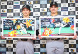 「【巨人】７月度「月間ベストヒーロー」の井上温大、浦田俊輔が贈呈式に出席「来月も選ばれるように頑張りたい」」の画像1