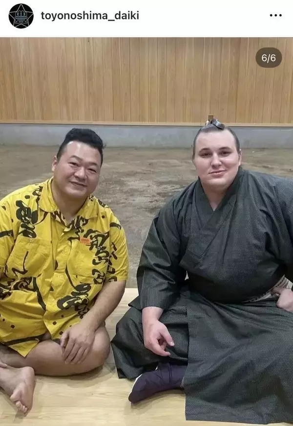 豊ノ島、２場所連続Ｖの安青錦を祝福「来場所綱取りって事やんね。すごいわ！」Ｖパレード＆２ショット公開