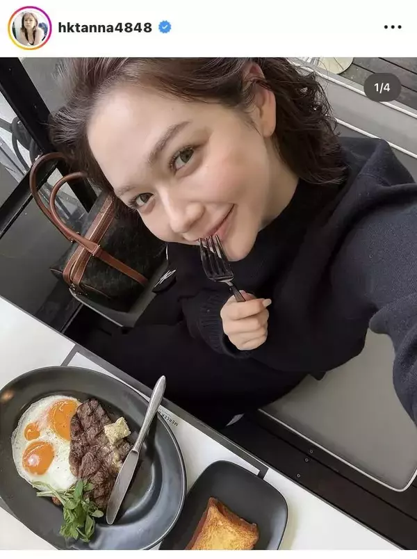 「「食べるとこみてて」村重杏奈、食べ物を前に“５歳児”みたいな笑顔！「メチャ可愛い」「私にもご飯わーけてっ」「いい顔してる」」の画像
