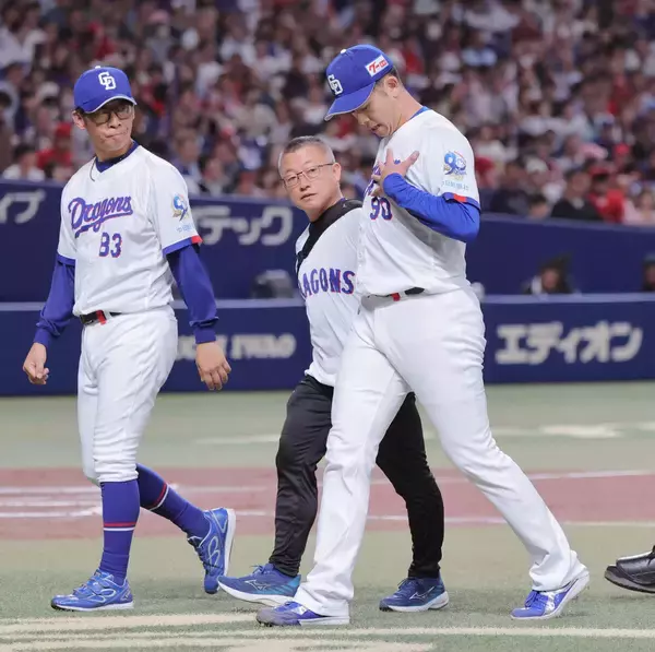 【中日】松山晋也、８日ぶり登板でヒヤリ　打球直撃でベンチへ→連続三振　５月は出番３度も「シーズンは長い」