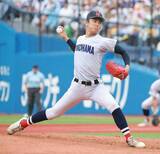 「【高校野球】横浜・織田翔希、今大会１７イニング目で初失点　６回に１失点　世代最強エースからの得点に桐光学園スタンド熱狂」の画像1