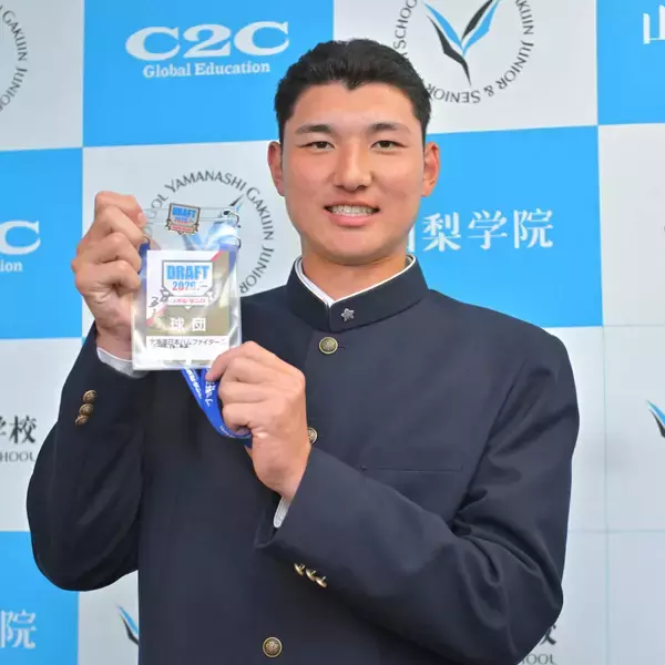 【日本ハム】ドラフト１位指名の二刀流・菰田陽生に指名あいさつ　栗山英樹ＣＢＯから後押し明言され「日本ハムに行きたいとまたなりました」