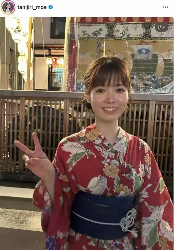 「天女降臨」谷尻萌アナ、赤の浴衣姿で地元・京都の祭りへ「かわいい」「メロメロです」