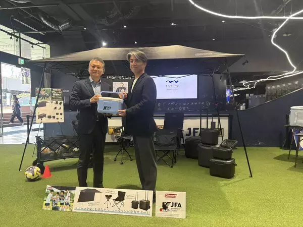 サッカー×アウトドア　ＪＦＡがコールマンとコラボ　暑熱対策にキャンプ用品使用でマイナス１３度に