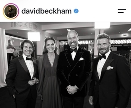 英ウィリアム皇太子夫妻、ドレスアップした最新姿に反響「まるで映画スター」「エレガントそのもの」「本当におキレイ」…ベッカム氏が公開