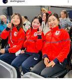 「【五輪】さぁフィギュア女子ＳＰ！坂本花織、中井亜美＆千葉百音とじゃれ合う姿が反響「三姉妹」「可愛い～」」の画像1