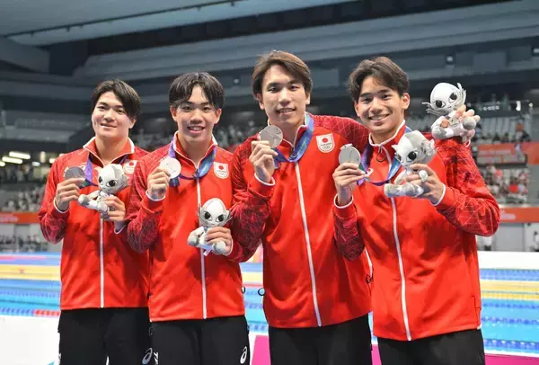 【競泳】“最古”の日本記録ついに破る　男子８００Ｍリレー、高速水着時代超えの７分１秒０５で銀　世界記録まで２秒５「価値のある２番」