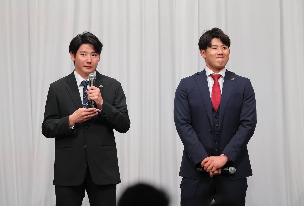【巨人】どっちが先輩？　ドラフト１位・竹丸和幸「貫禄は全然石塚くんのほうが…」燦燦会総会に初出席