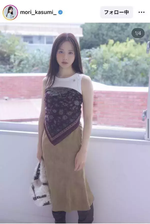 森香澄のノースリコーデにくぎ付け！「尊いなぁ」「平成感」アップショットも