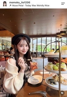 「妹が連れていってくれたアフタヌーンティー」ＡＫＢ４８・伊藤百花のプラベ撮が「ガチ可愛い」「おしゃれすぎる」