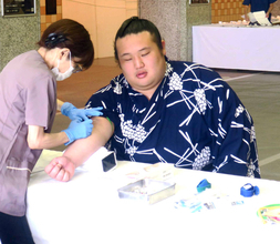 新十両・時不動　採血で“不動心”　脈探し１０分表情変えず「注射は怖くない」…健康診断