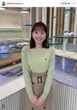 「テレ朝・佐々木若葉アナ、“若葉色”の透け感ニットコーデに「いやあ、爽やか過ぎ」「なんつぅ～可愛さ」「お姫様みたい」」の画像1