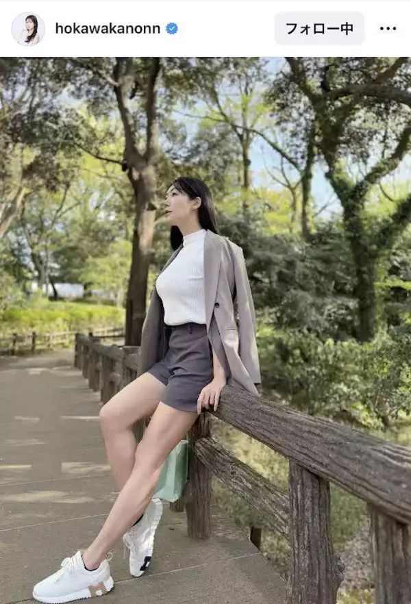 身長１７０センチの美人気象予報士「春夏はショートパンツを思いっきり楽しむ」穂川果音が筋肉もついた長い足を披露