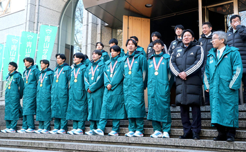 箱根駅伝優勝の青学大が報告会　「シン山の神」黒田朝日「４連覇、５連覇と王者の挑戦は続きます」