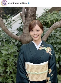 「これぞ日本の美」白石麻衣、白の着物姿でファン魅了「美しすぎて言葉が出ない」「ドキドキ止まらん」「美の頂点！」「国宝」