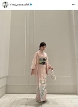 ＫＡＴ―ＴＵＮ中丸雄一と結婚した笹崎里菜さん、淡いピンクの着物姿が美しい！春らしい装いを披露