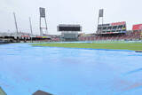 「【巨人】広島は強い雨　グラウンドにシート　試合開始の前後に弱まる予報も気になる空模様…３連戦初戦」の画像1