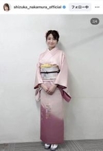 ３７歳元グラドルの桜色着物ショットが美しい！「粋ですね！」「和服美人ですね～」中村静香が公開