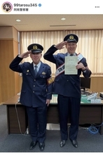 オリックスのラオウこと杉本裕太郎外野手、地元の徳島・阿南で一日警察署長！制服姿に絶賛の声殺到