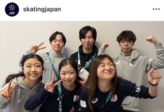 中井亜美が坂本花織が鍵山優真がシングル代表６選手の集合ショットに「感動をありがとう」「涙腺が緩みました」「閉会式、楽しんで」