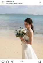 ハワイで前撮り！結婚発表のＴＢＳ宇内梨沙アナ、ウェディングドレス姿に「モデルさんみたい」「超絶キレイ」