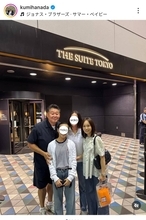 花田虎上氏　美人妻＆娘とプロ野球観戦！東京ドームのスイートへ…「最高」「人脈も横綱級」の声
