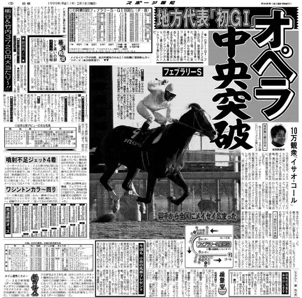 【競走伝】日本競馬史上初の奇跡！“強すぎる地方馬”が中央のエリート馬１５頭破りＧ１圧勝　９９年フェブラリーＳ
