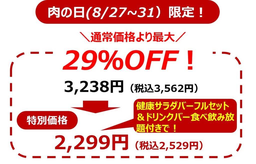 ステーキガスト「肉の日」29％引き、最大1209円お得　みすじ＆超粗びきステーキバーグなど3商品を販売