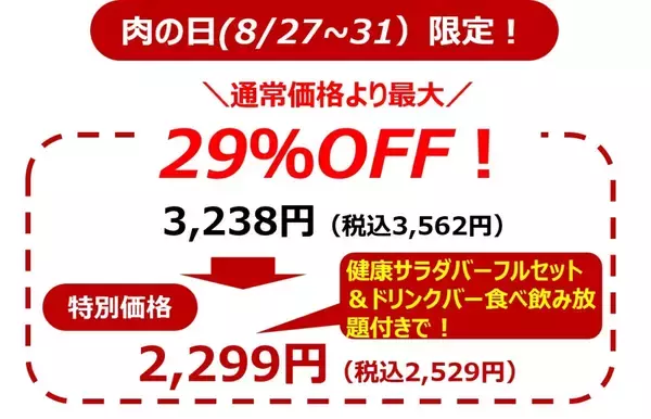 「ステーキガスト「肉の日」29％引き、最大1209円お得　みすじ＆超粗びきステーキバーグなど3商品を販売」の画像