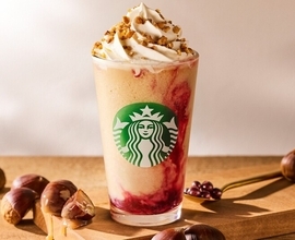 スタバ「マローネカシスフラペチーノ」発売、エリア別“焼き栗ラテ・ハニーマロンラテ・モンブランラテ”も/スターバックス