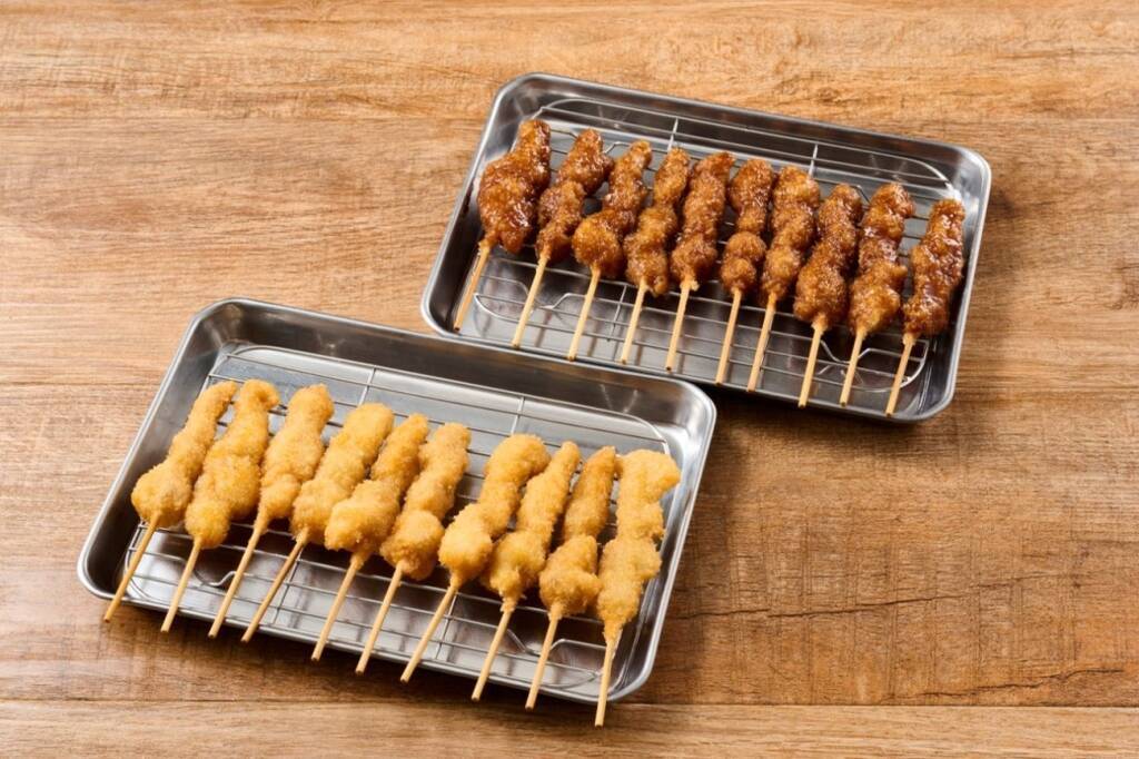 【1本55円】串カツ田中、新メニュー こってり濃厚「無限土手みそホルモン串」 さっぱり爽快「無限柚子ぽん酢ホルモン串」発売